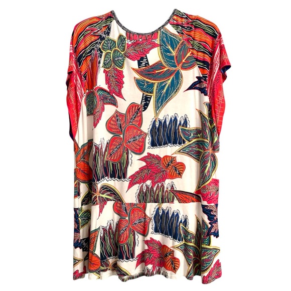 Soft Surroundings Tigerwood Tropical Print Tunic Top Henley Size XL - Picture 3 of 6